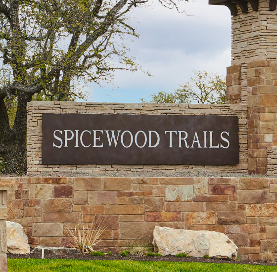 Spicewood Trails entrance monument